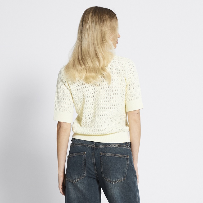 Crochet knit tee "Viola" Light Yellow